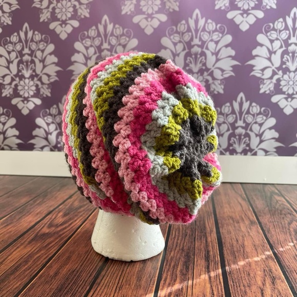 Crochet Striped Slouch Hat - Picture 5 of 5